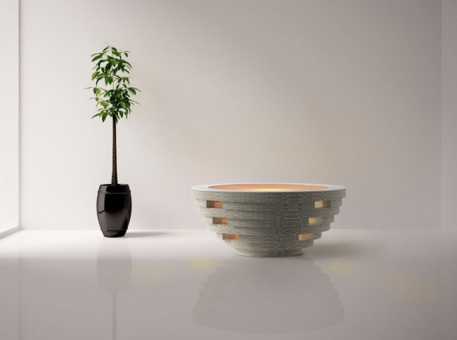 Tavolino con illuminazione a LED Tappo Giorgio Caporaso, 2012. Collezione Ecodesign, LessMore Tavolino in cartone con illuminazione a LED Tappo Giorgio Caporaso, 2012. Collezione Ecodesign, LessMore