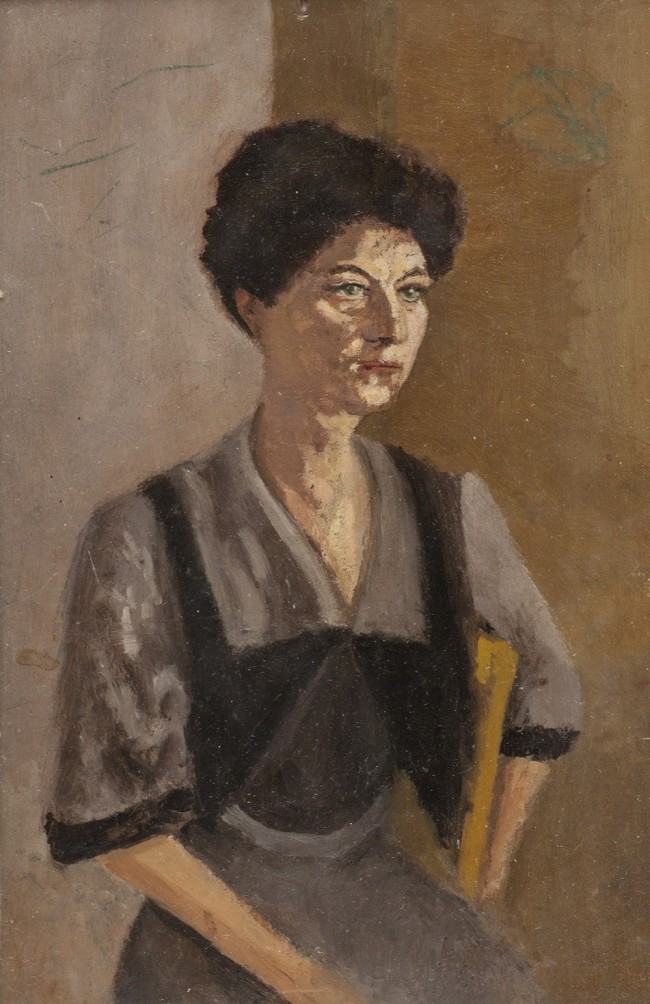 Luigi Pirandello, Ritratto della moglie Antonietta, 1910 Luigi Pirandello, Ritratto della moglie Antonietta, 1910, olio su tavola. Luigi Pirandello e la cultura artistica fra Ottocento e Novecento, mostra presso l’Auditorium Lizzi del Museo Archeologico Regionale di Agrigento