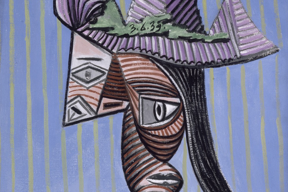 Pablo Picasso, Buste de femme au chapeau rayé, 1939. La mostra a Palazzo Ducale di Genova "Capolavori del museo Picasso, Parigi"