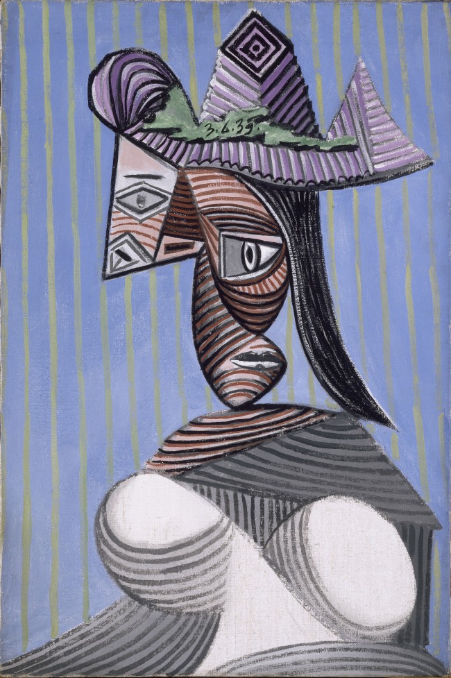 Pablo Picasso, Buste de femme au chapeau rayé, 1939. La mostra a Palazzo Ducale di Genova "Capolavori del museo Picasso, Parigi"