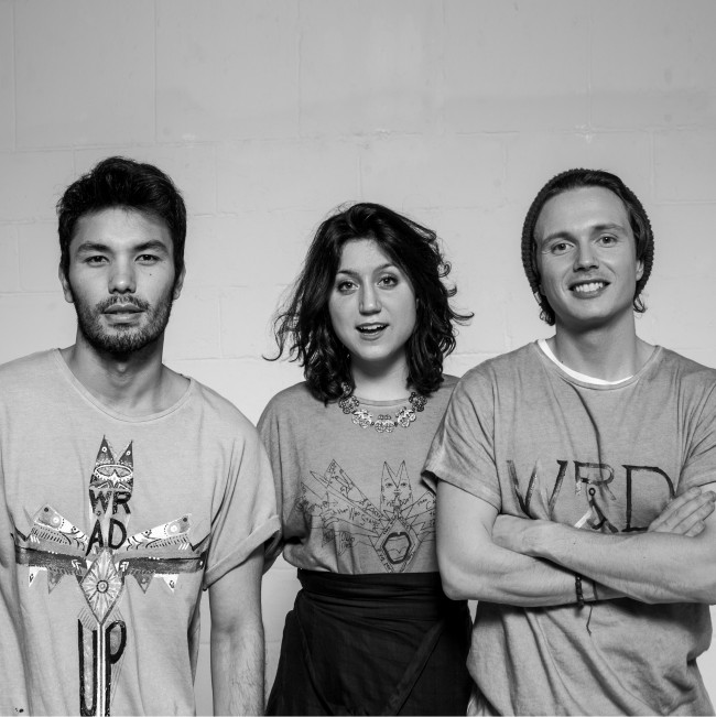 WRÅD I co-fondatori del brand di moda innovativo ed eco sostenibile WRÅD: Victor Santiago, Silvia Giovanardi e Matteo Ward