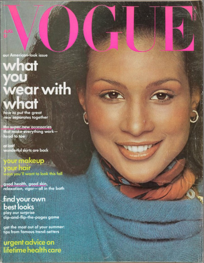 Vogue magazine cover featuring Beverly Johnson, 1974, Francesco Scavullo Vogue magazine cover featuring Beverly Johnson, 1974, Francesco Scavullo