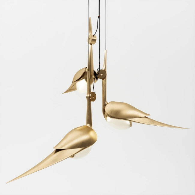 The Lory Duck Chandelier by Serghei Calarash lampadario cigni dorato The Lory Duck Chandelier by Serghei Calarash